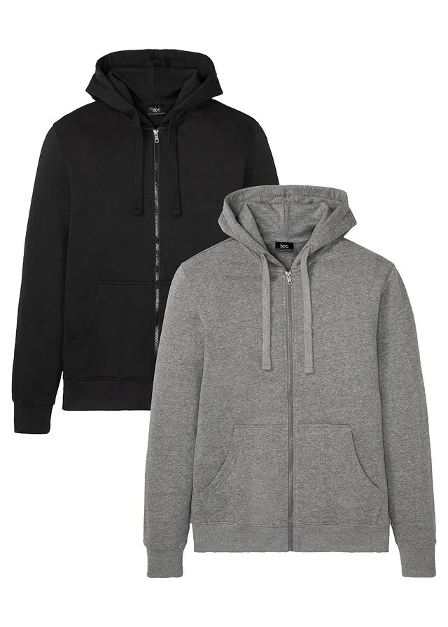 CHAQUETA TIPO SUDADERA CON CAPUCHA (2 UNIDADES) DE POLIéSTER RECICLADO GRIS JASPEADONEGRO